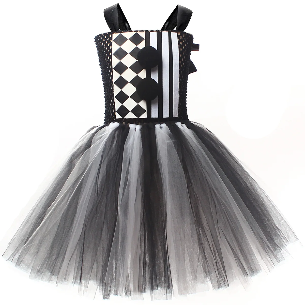 Mädchen Tüll Clown Tutu Cosplay Halloween Kostümset für Kinder, Musikfestival, Zirkus, Bühnenauftritt, Karnevalskleidung 2026 – Detail 13