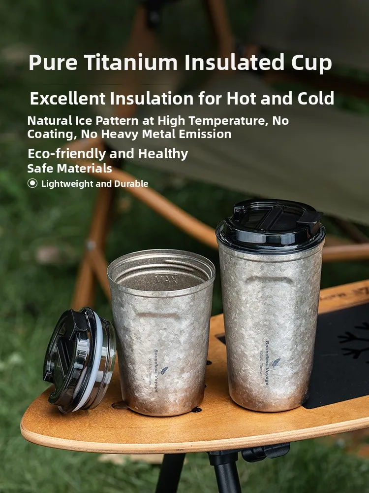 

Pure Titanium Coffee Cup Double Layer Insulated Outdoor Portable Large Capaci Sed Non Leaking High End Canion Cup