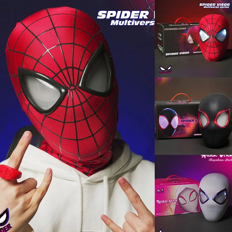 

Mascara Spiderman Headgear Mask Cosplay Moving Eyes Electronic Mask Spider Man 1:1 Mask Remote Control Elastic Toys Kids Gift