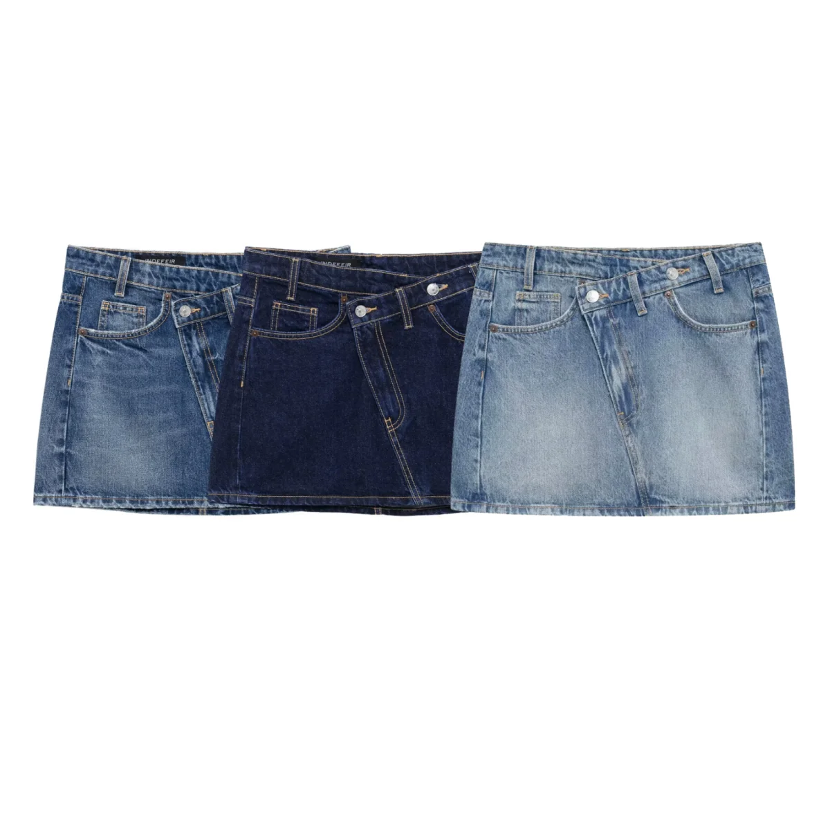   Mini jupes en jean pour femmes en bleu clair, bleu foncé et bleu classique, élégantes et durables pour un look décontracté