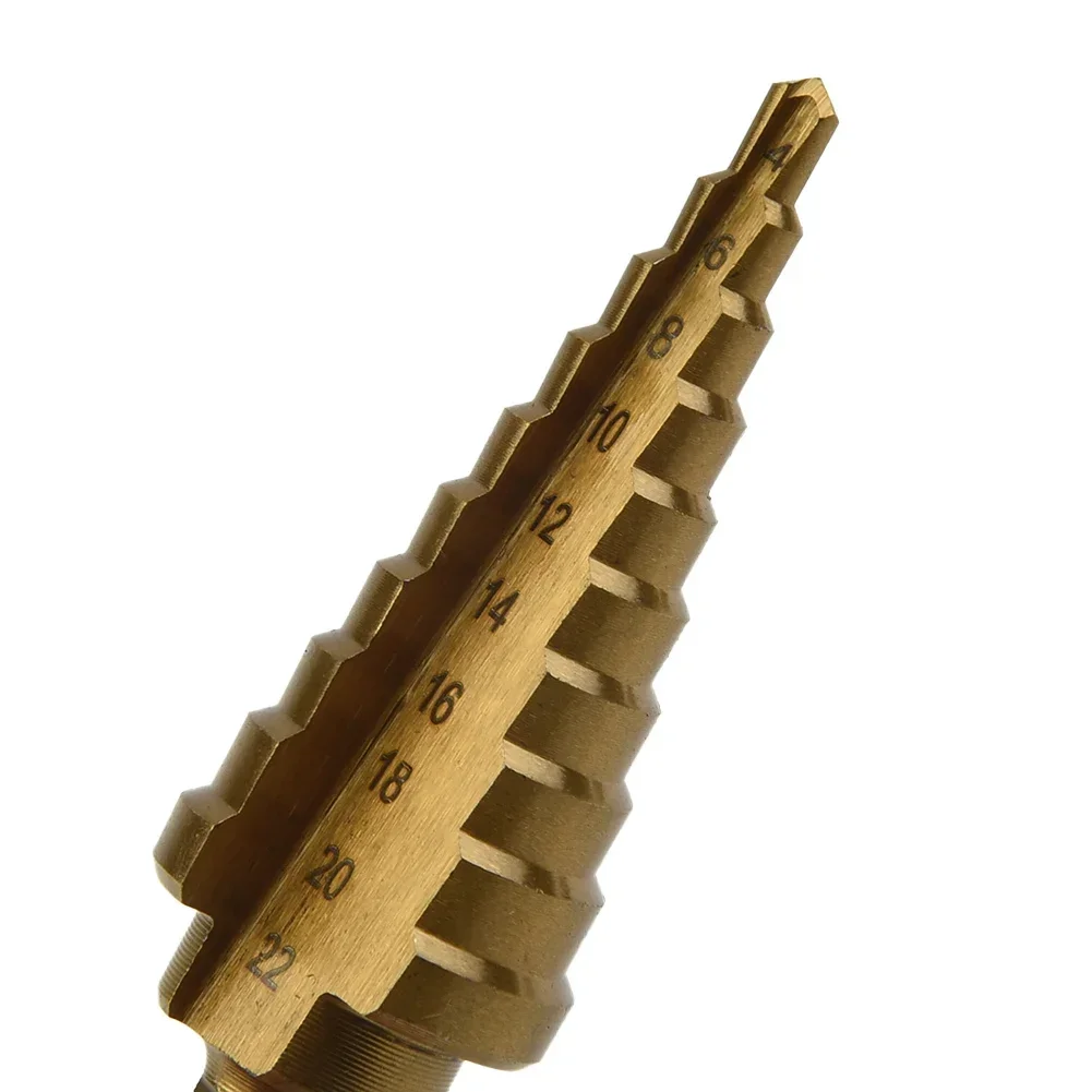 Hex Coated Step Cone Drill Bit Hole Metal Wood Cutter 4-22mm HSS Tool Deburring Chamfering Elliptic Hole Enlargement