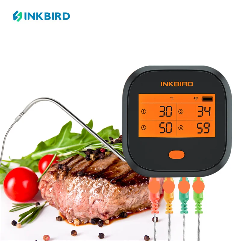 

INKBIRD BBQ Remote Thermometer IBBQ-4T Wi-Fi Meat Digital Thermometer Rainproof with 4 Probes Smart Free App Control