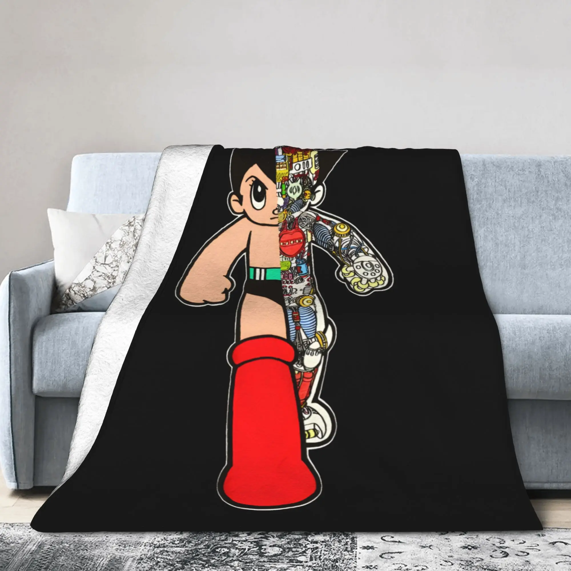 Astroboy Astro Boy Anime Flannel Blanket  Customized Throw Blanket for Bed Sofa Couch 200x150cm Bedspreads