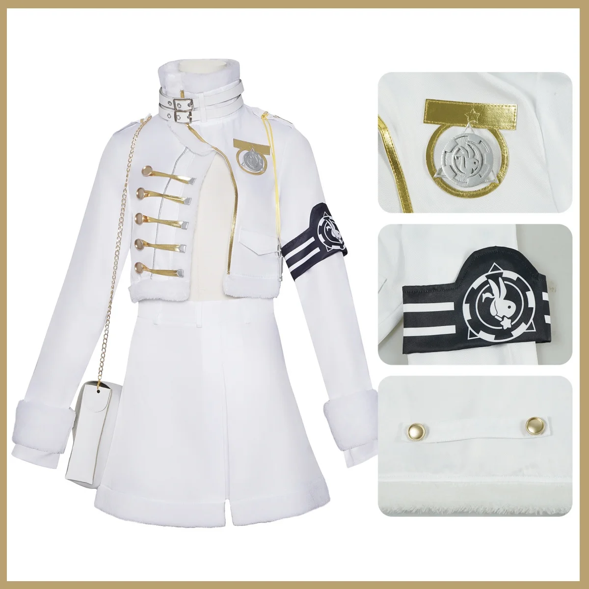 Anime Game Youk Blanc Cosplay Costume Fortune Express White Coat Skirt Hat Bag Wig Adult Woman Sexy Carnival Halloween Suit view 2