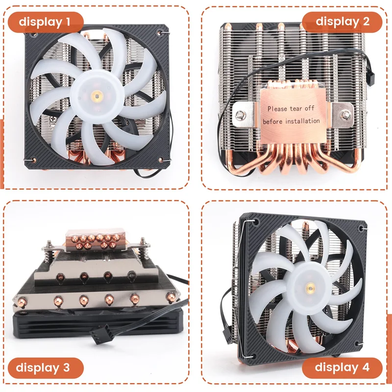 RISE-ZS10C-50 얇은 CPU 쿨러 50Mm 10 히트 파이프 ITX 다운 압력 라디에이터 TDP 200W LGA 115X 1700용