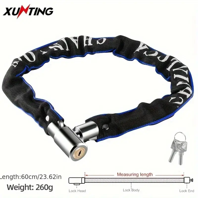 Xunting Bike Chain Lock with Lighter Weight and Stronger Security, Anti-Theft Bicycle Lock for Road Mountain Bikes