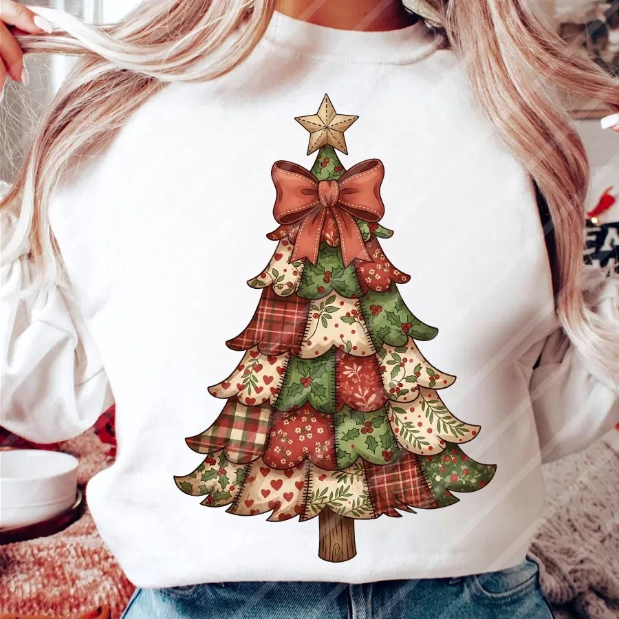

Новые ретро лоскутные толстовки с принтом рождественской елки, забавные праздничные рождественские толстовки унисекс, толстовка, зимняя одежда, женская уличная одежда