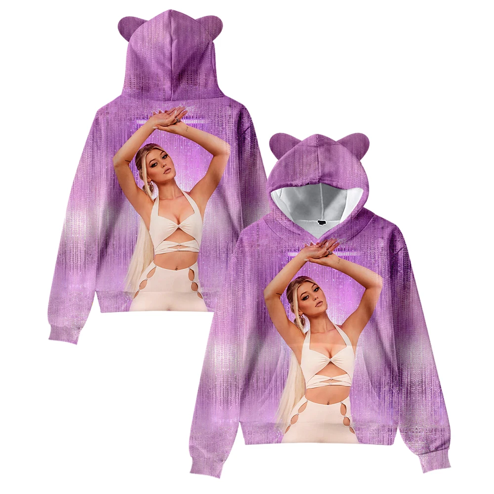 Hoodie de orelha de gato Loren Gray para homens e mulheres, moletom manga comprida, pulôver casual