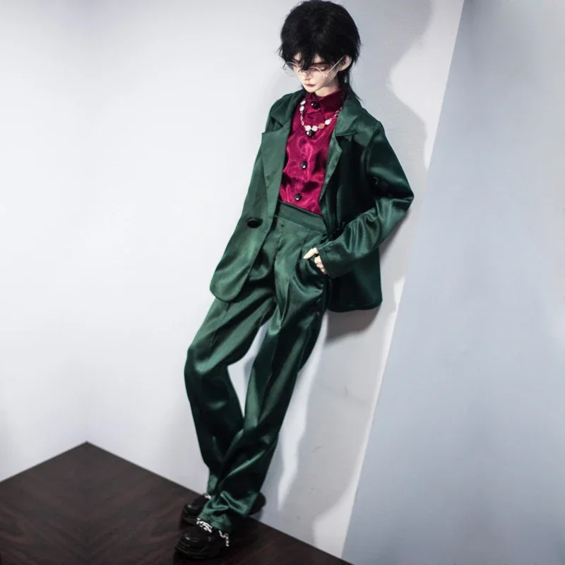 （Customize 30 Days） 1/4 1/3 Uncle SSDF POPO68 SD10 SSDF ID75 BJD MSD doll clothes Emerald green color casual suit 2pcs/set