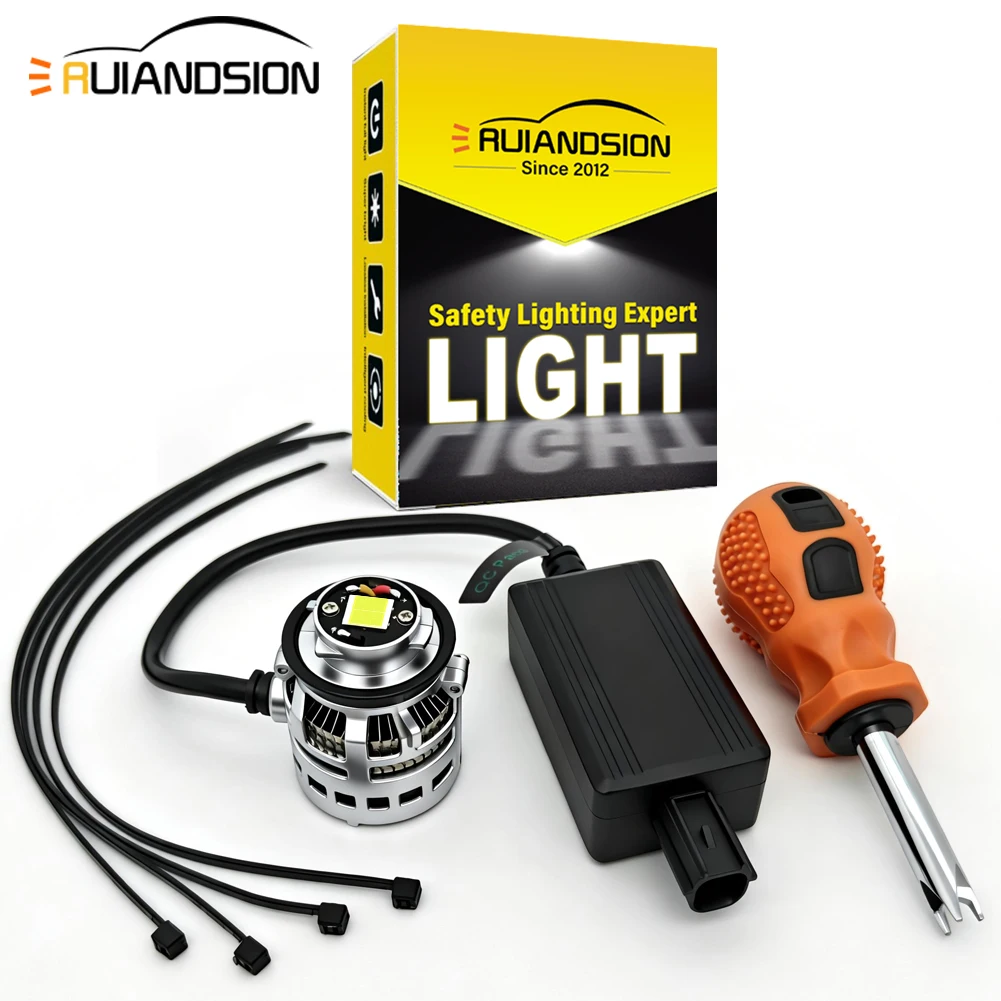 

Ruiandsion 2Pcs H11 LED Headlight Bulb 6600Lm Super Bright Fog Lamp DRL 11-30V Wide Voltage 3570 Chip with Cooling Fan Plug&Play