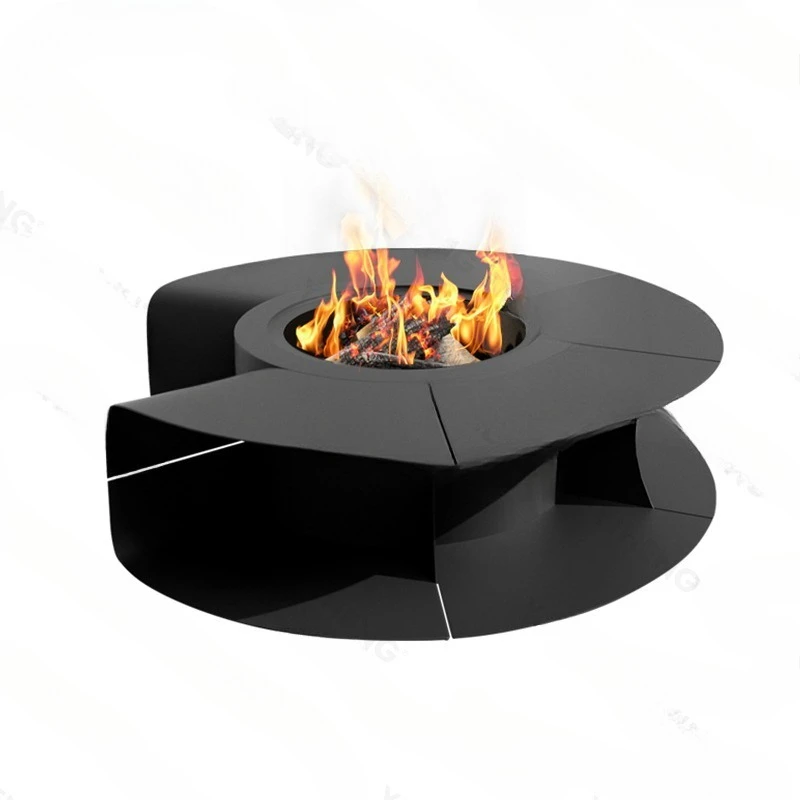 Outdoor courtyard wood-burning fireplace, villa homestay real fire wood fireplace