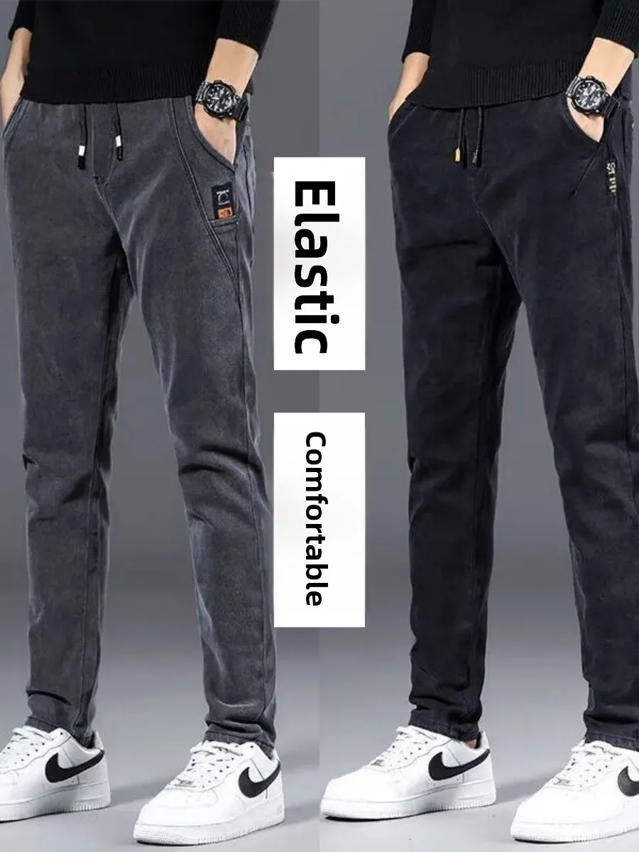 Loose Straight Leg Casual Jeans Men's Large Size Youth Spring Autumn Wear Resistant Work Trousers for Construction Labor