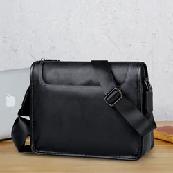 Men's Bag 2022 New Shoulder Bag Men's Business Messenger Bag Casual Fashion Leather Small Backpack Riding Shoulder Bag Black