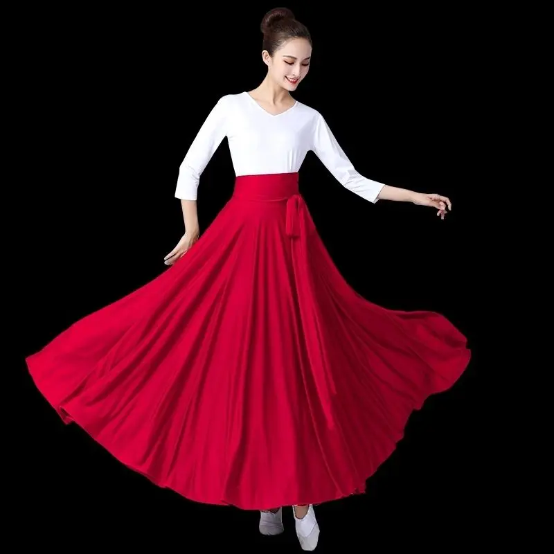 Women Belly Dance Skirt Comfortable Modal Practice Costume Full Skirts Solid Color Large Swing Dancing Dress Beginner bottoms