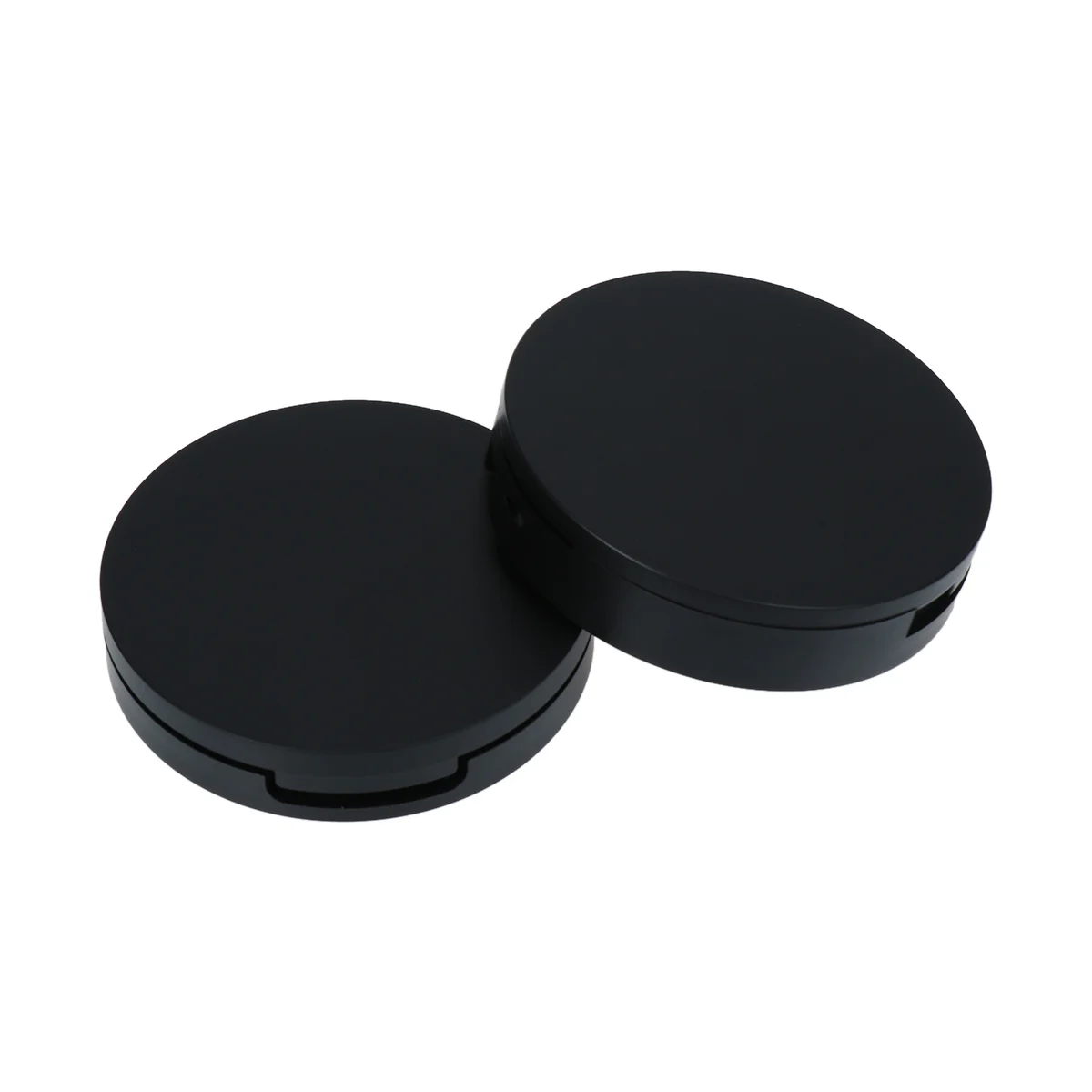 2 pçs redondo vazio preto recarregável creme recipientes leve portátil espelho compacto viagem bálsamo labial sombra caso