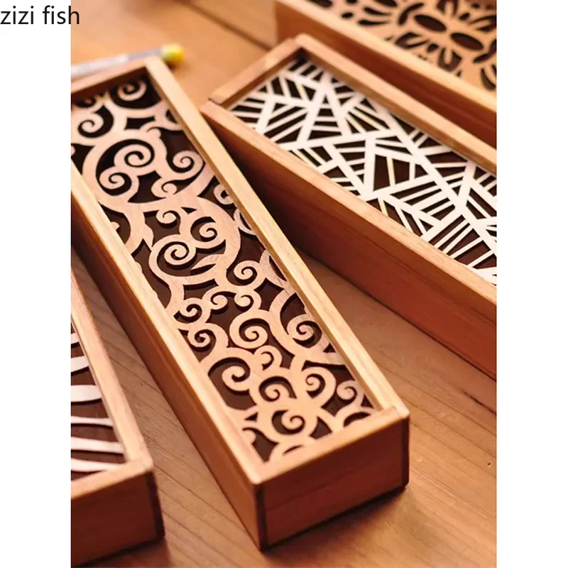 Creative Hollowed Out Wooden Sushi Plate Afternoon Tea Dessert Dim Sum Plate Molecular Food Display Plate Dry Ice Wooden Box