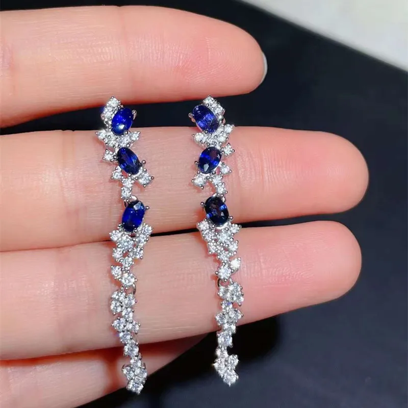 

YULEM Earrings for Women 925 Sterling Silver Earrings Luxury Natural Sapphire Drop Earring for Girl Gift