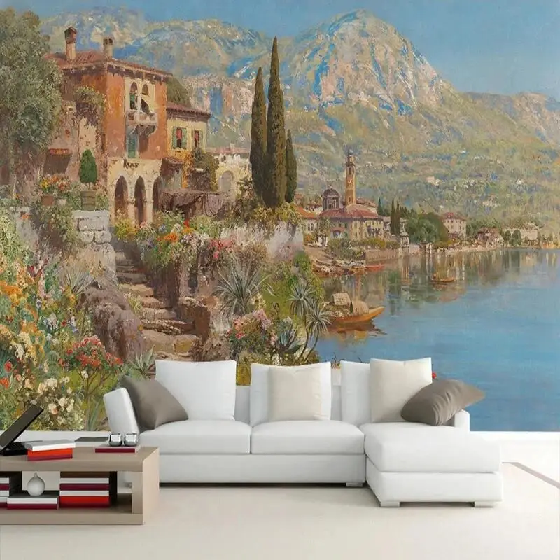 Custom Photo Wallpaper European Style Oil Painting Landscape Murals Living Room Theme Hotel Background Wall Decor Fresco