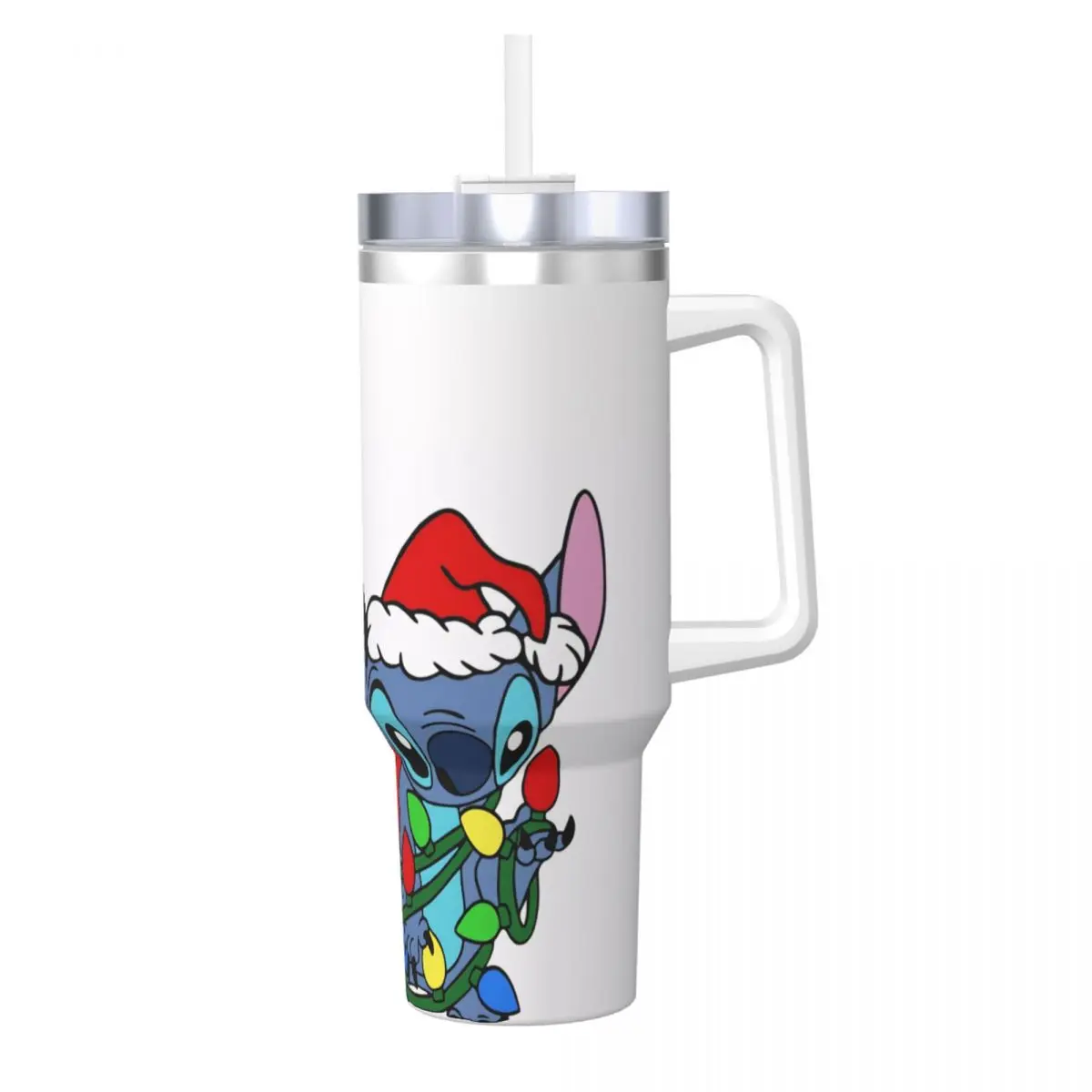 Lilo And Stitch Stainless Steel Tumbler Disney Christmas Camping Coffee Mug With Straws and Lid Large Capacity Mugs Cup Gift