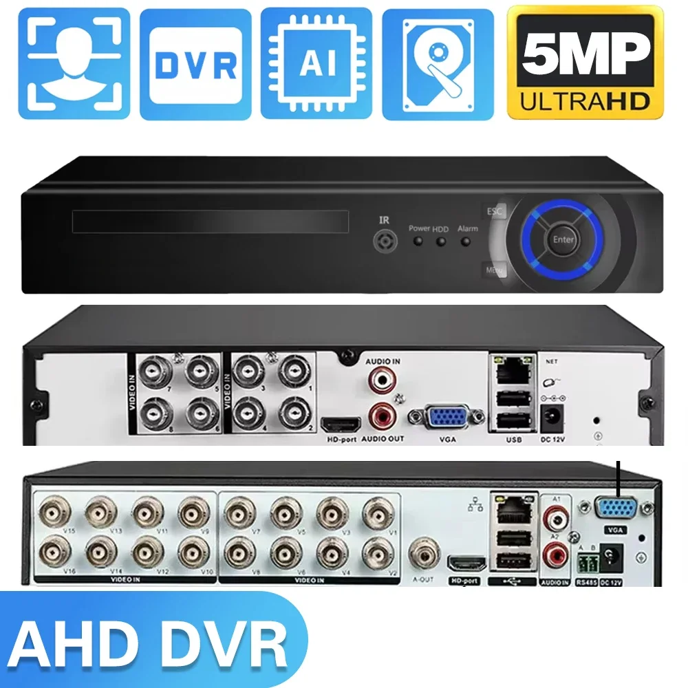 

Digital Video Recorder 8/16 Channels 5MP Hybrid DVR NVR Xmeye App For CCTV Analog AHD 5MP 1080P IP Cameras Surveillance Security