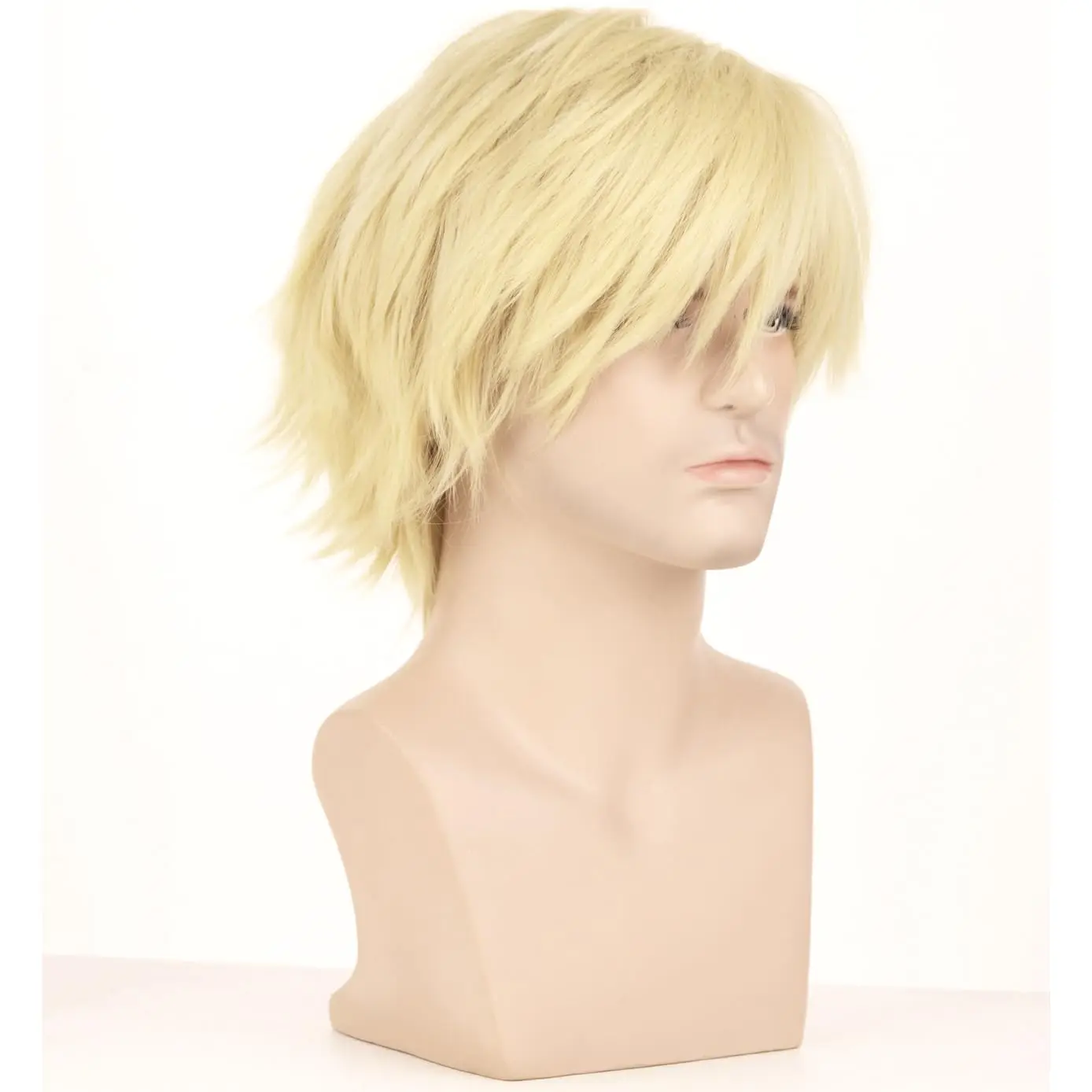 Blonde Männer Perücken für Jungen mit Pony 12 ''kurze synthetische Perücke für Halloween Cosplay Party Perücken