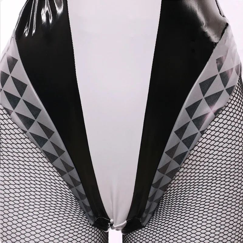 ROLECOS libre Vocal serie 01 disfraz de chica conejito mujer tela de cuero elástico Sexy Cosplay traje de conejito monos blancos y negros