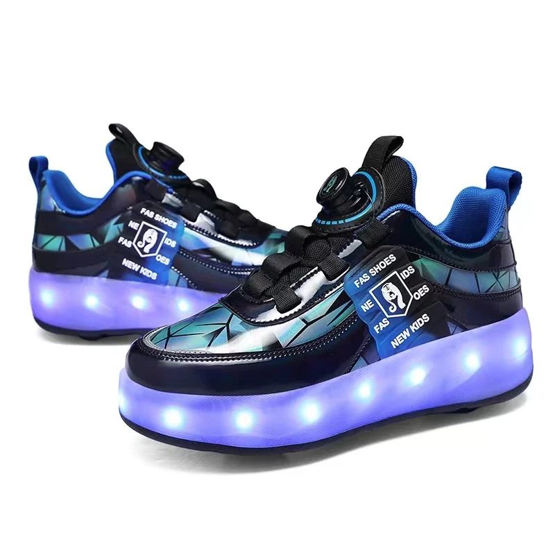 Four wheel mob shoes girls roller skates shrinkable yo-yo shoes pop walking shoes student sports shoes can walk and slide