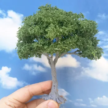 Novo modelo de árvore de arame de alta qualidade em forma de folha árvore de plástico em pó para campo militar mesa de areia modelo trem layout ferroviário