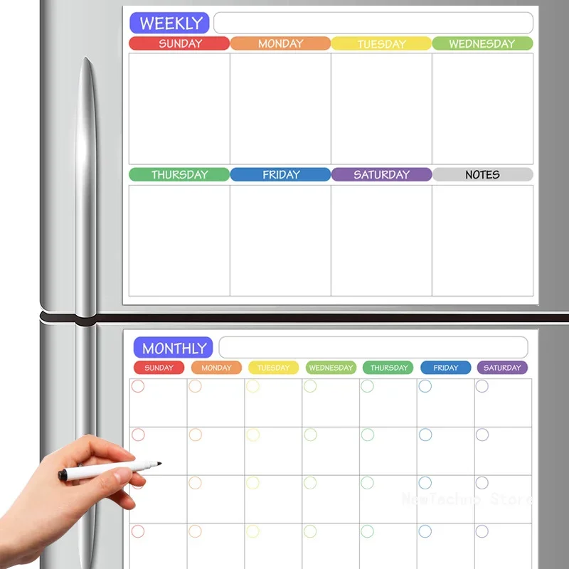A3 Magnetic Calendar For Fridge Monthly Weekly Planner Calendar Table Dry Erase Whiteboard With Pen Fridge Sticker Message Board