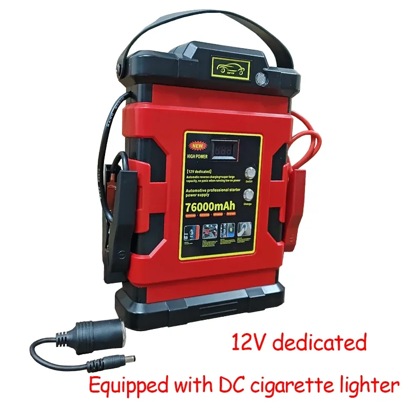 12.8V76000mAh Car Battery Emergency Starter Portable Emergency Power Supply with Digital Display for 12V Vehicles Truck ATV Boat