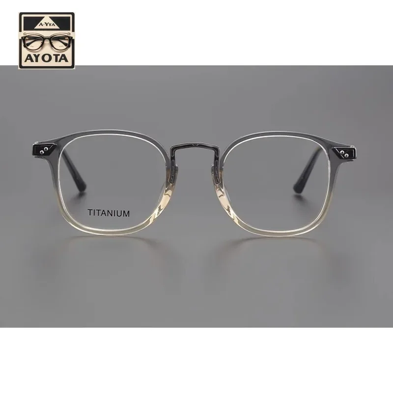 Ultralight Pure Titanium Acetate Frame Men's and Women's Hand-made Retro Carved Round Frame Myopia Reading Prescription Glasses