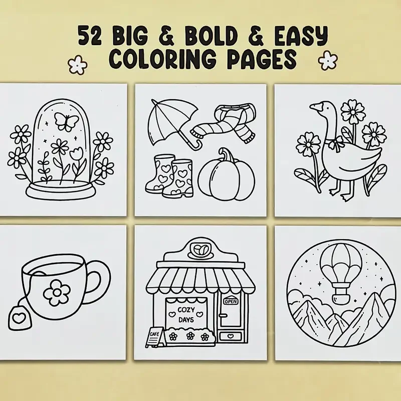 1pc Coco Wyo Stress Relief Adult Coloring Book, 22 Thick Paper Pages,  Bold Designs, No Batteries Required, Ideal for Christmas