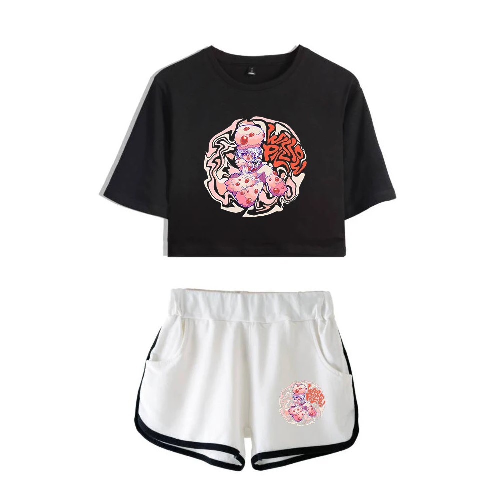 

Willow Pill Mushroom Ringer Merch Fashion Two Piece Set Short Sleeve Crop Top Navel Tee+Shorts Women's Sets