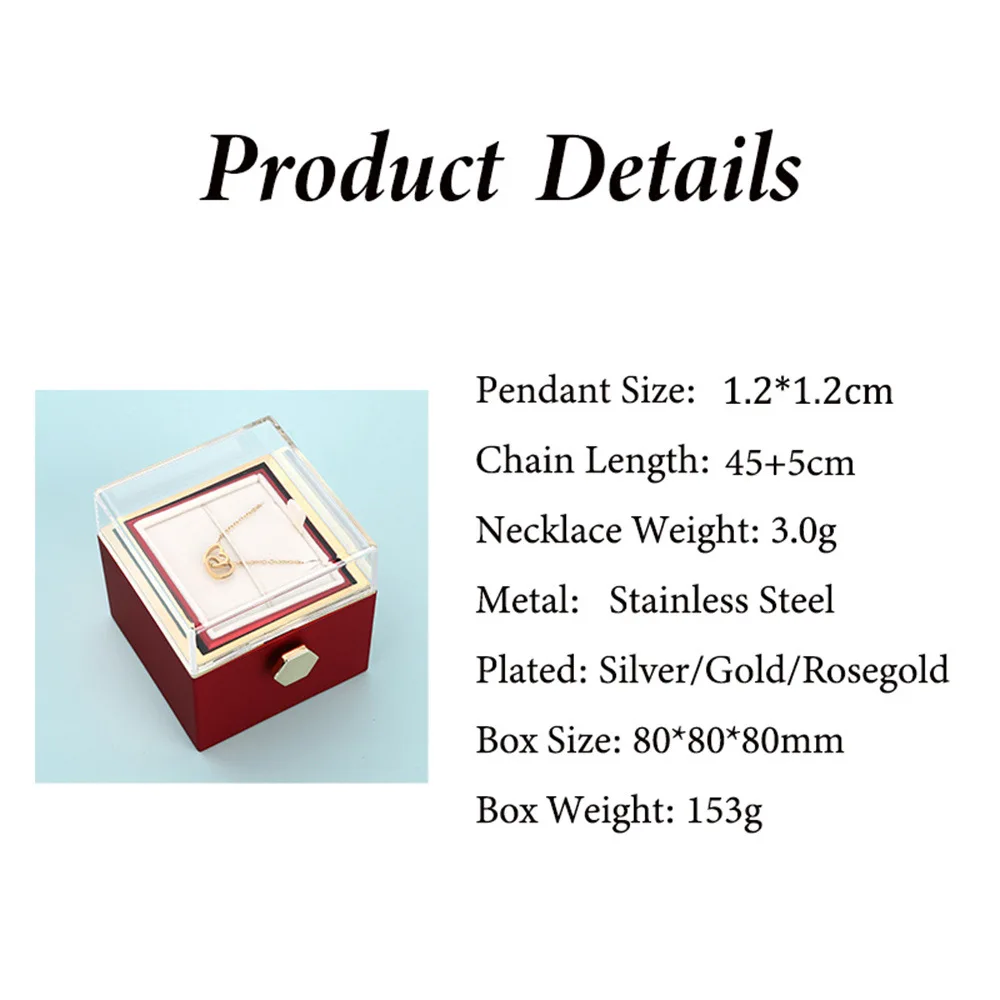 Custom Necklace 2024 New Valentine Eternal Rose Jewelry Box Rotate Wedding Pendant Necklace Storage Case for Women Girlfriend