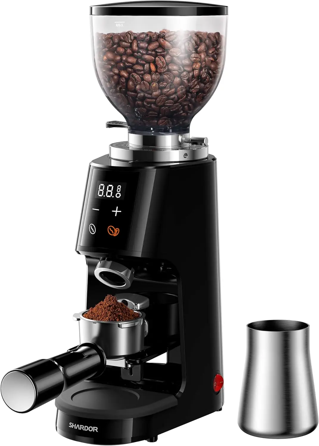 

Professional 64mm Burr Coffee Grinder with 100 Settings, All-Metal Chamber, Adjustable Timer & LED Display