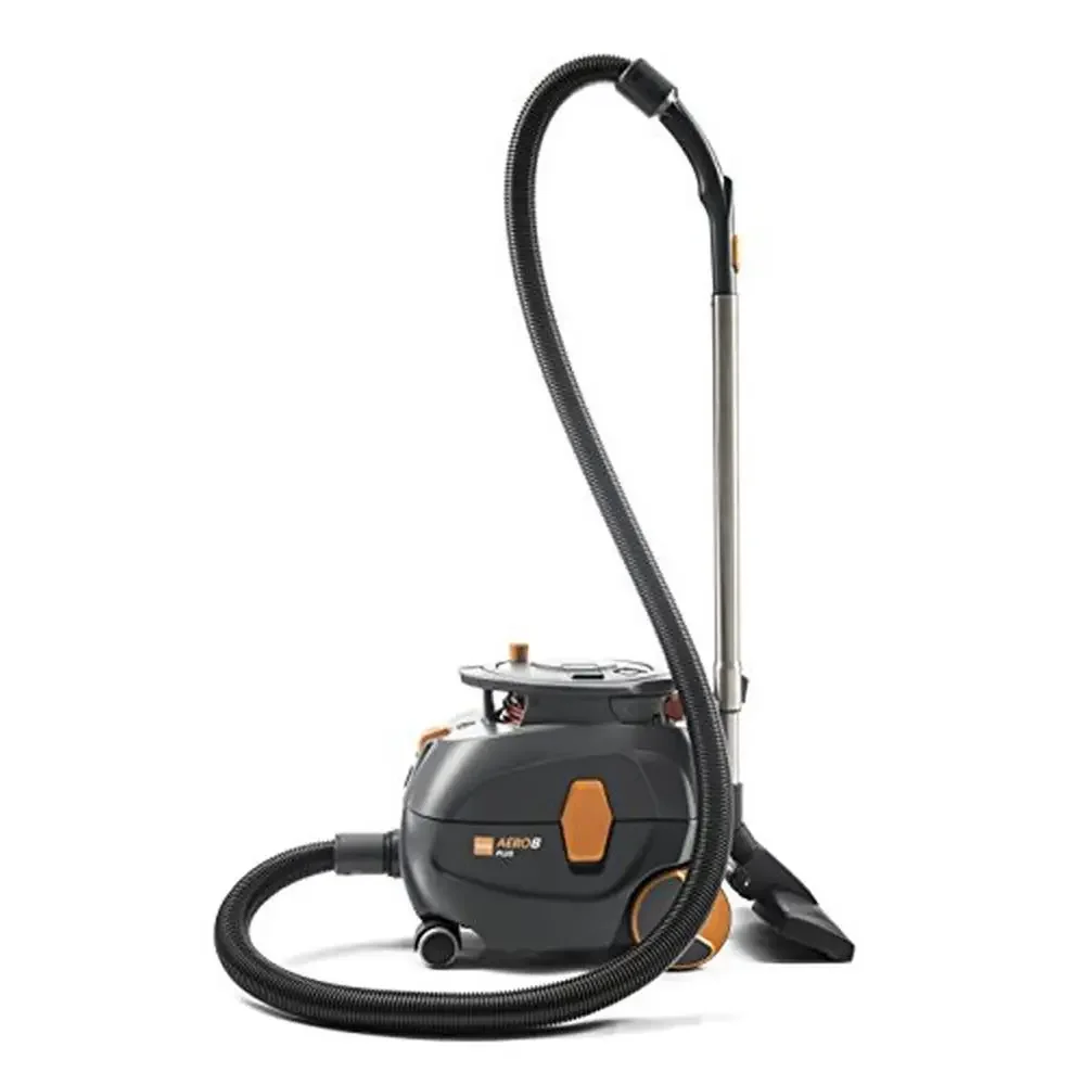 Canister Vacuum 3.5 gal Grey/Orange Eco Quiet Ergo Design