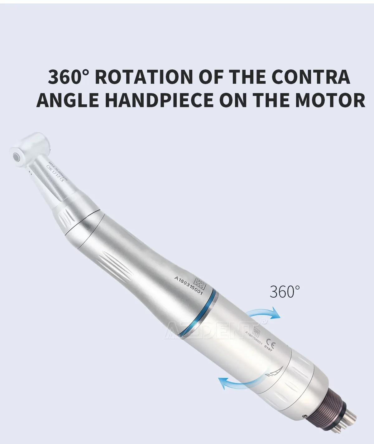 AZDENT Dental-Handstück mit niedriger Geschwindigkeit, Winkelstück, interner Wasserspray-Druckknopf, 4 Löcher, Luftmotor, Zahnmedizin-Werkzeug, Instrument – Detail 15