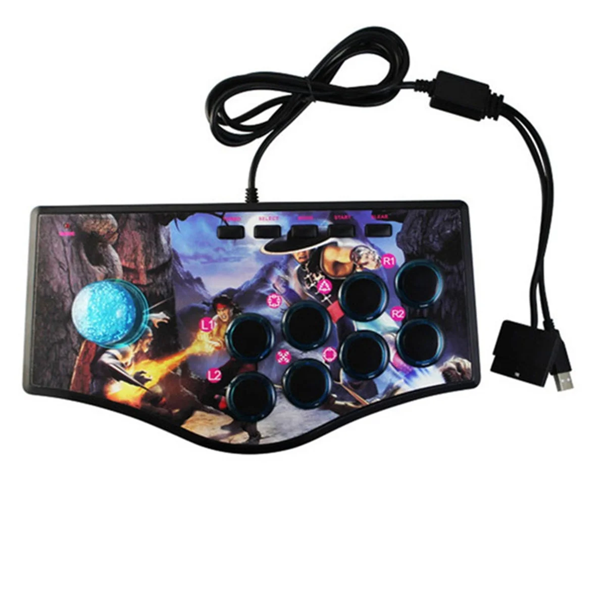 Retro Arcade Game Rocker Controller Usb Joystick For Ps2/Ps3/Pc/Android Smart Tv Built-In Vibrator Eight Direction Joystick(No.A