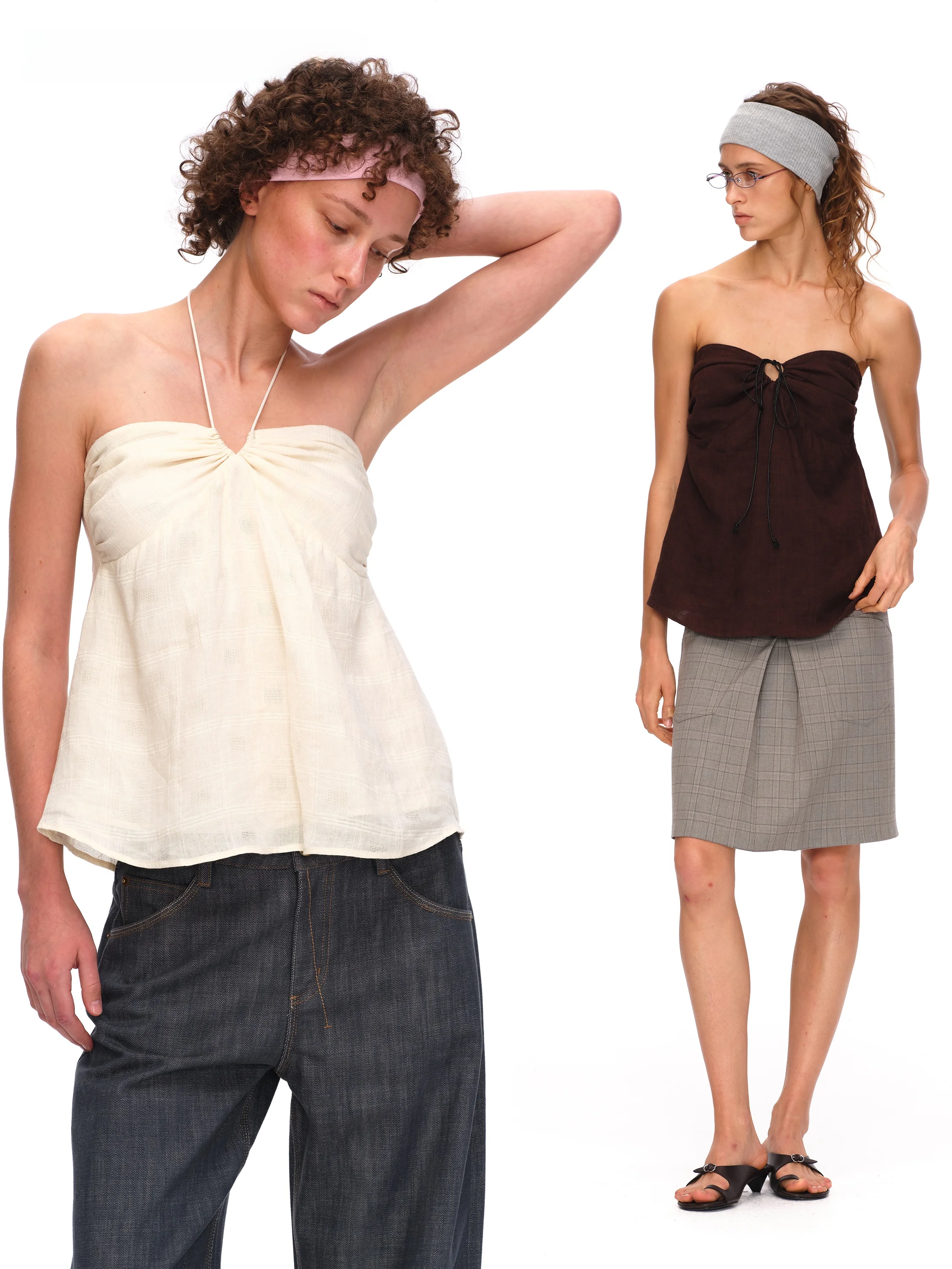 

True by Nature Women's Linen Design Backless Strap Vest Top Breathable Original Design Slim Fit Outerwear Single Piece Summer