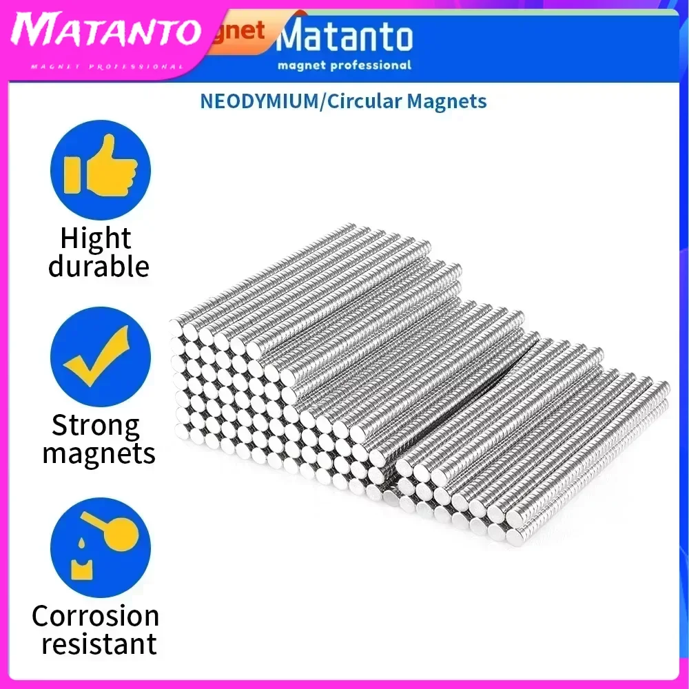 500/1000PCS 2x1 2x1.5 2x2 2x3 2x5mm Round Magnet  Neodymium Powerful Magnetic Permanent Magnet Mini Disc Magnet