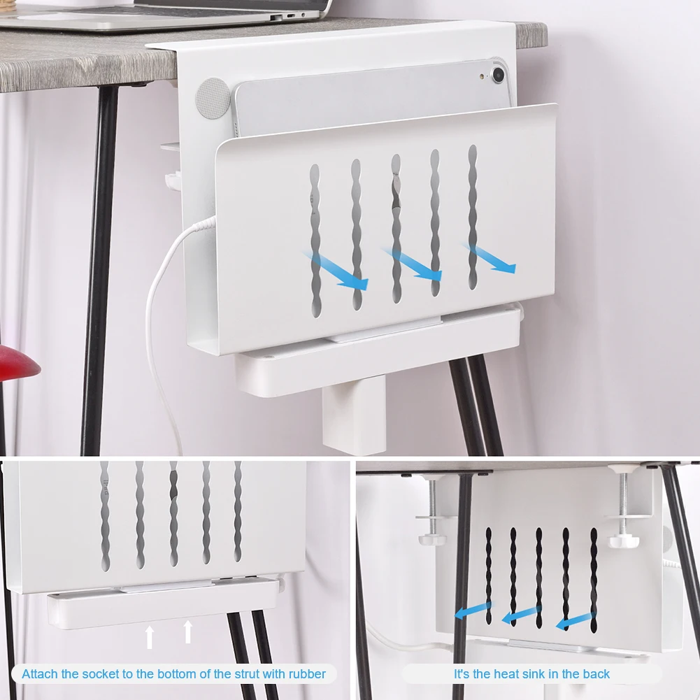 책상 아래 노트북 마운트 금속 사이드 데스크 선반 홀더 노트북 Mac Min MacBook 드릴 교수형 스토리지 랙 없음