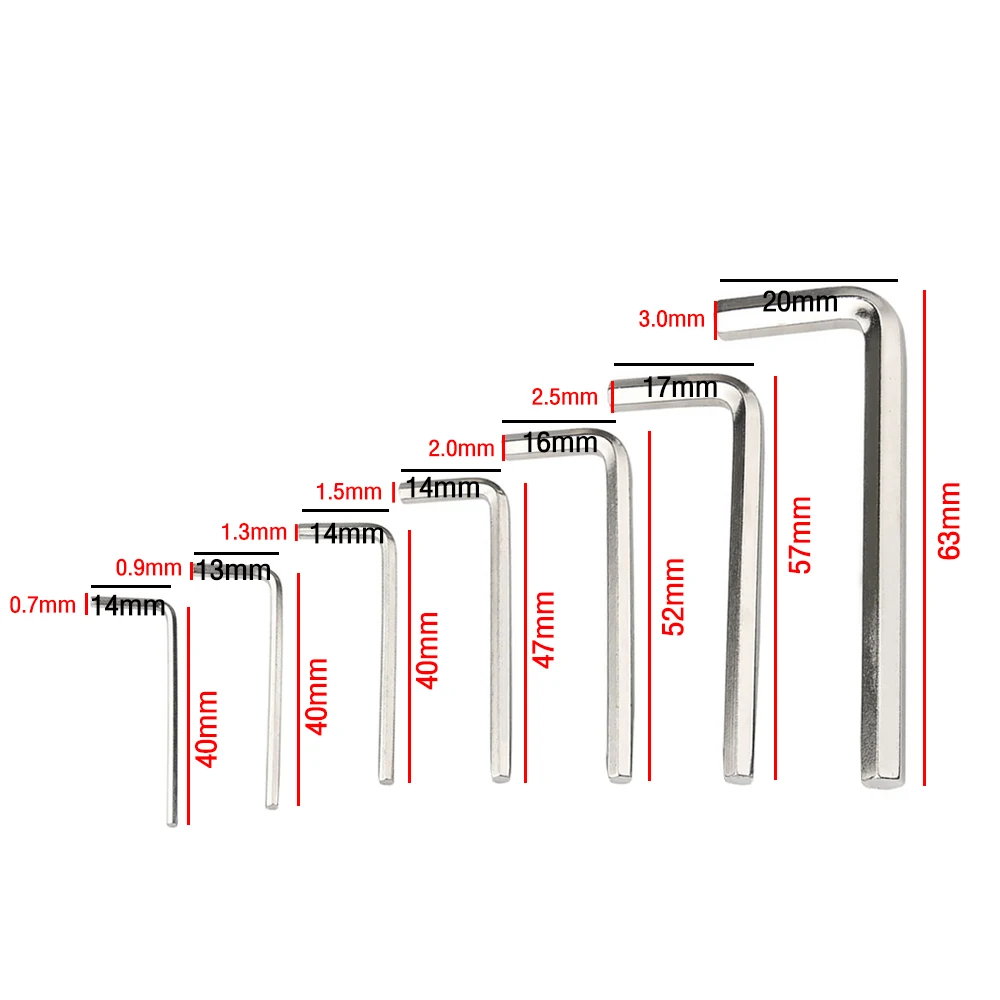 14 pz/2 set 0.9mm-4mm Mini esagonale esagonale Set di chiavi a brugola Micro chiave esagonale cacciavite kit di attrezzi 0.7/0.9/1.3/1.5/2.0mm