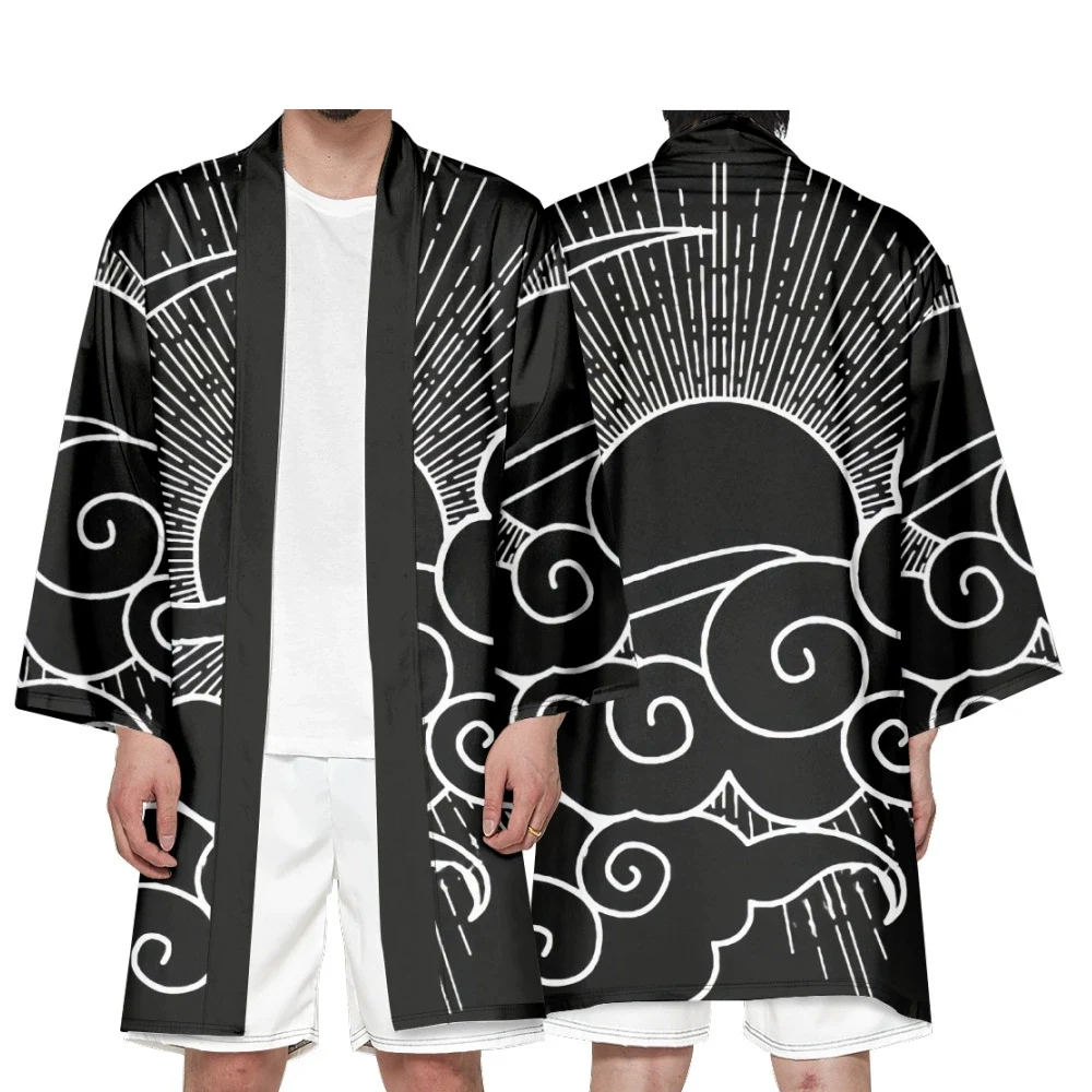 

Men's Japanese Long Kimono Cardigan Boys Samurai Costume Kimono Creative Pattern Kimono Shirt Yukata Outer Cover