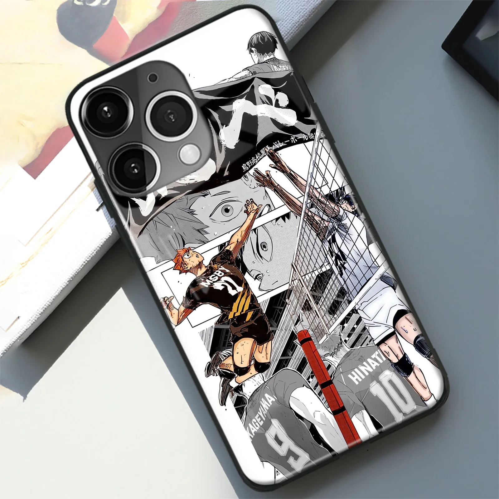 Tobio and Shoyo Hinata Anime Character TPU Tempered Glass Phone Case for iPhone 15 14 11 Pro Max Se3 15 Plus Xr XS 12 13 Mini