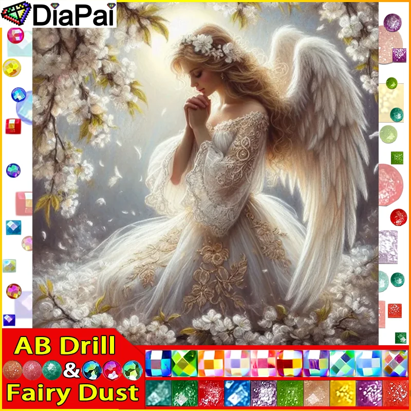 

DIAPAI Fairy Dust AB DIY 5D алмазная живопись "Женщина цветочные крылья" полная алмазная вышивка распродажа картина из стразов для фестиваля