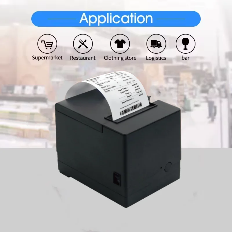 80mm Thermal Desktop POS Machine Receipt Printer Direct Thermal Printing Method With All Ports Compatibility