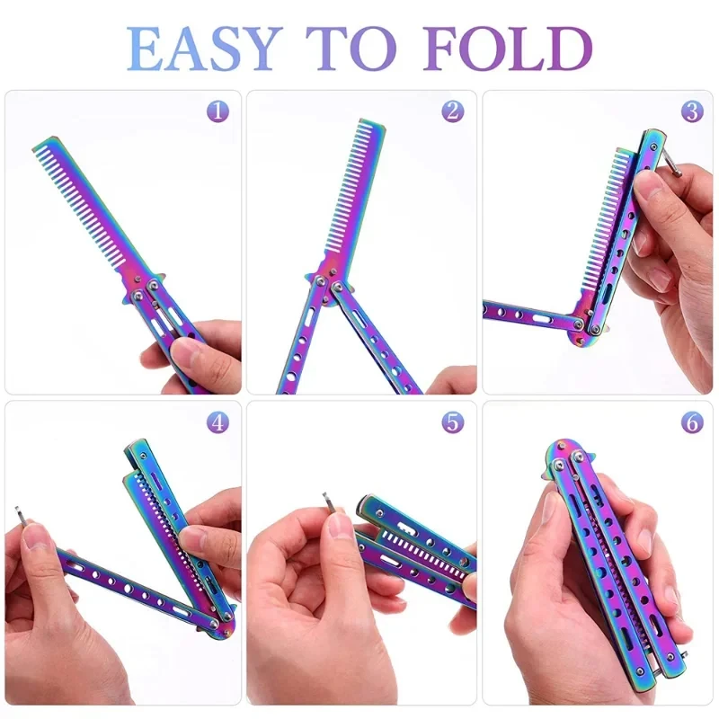Portable Butterfly Training Knife Foldable CSGO Balisong Trainer Pocket Flail Knife Uncut Blade Butterfly Comb For Training Tool