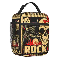 Skull Guitar Rock Festival Insulated Lunch Bag for Women Waterproof Heavy Metal Punk Music Cooler Thermal Lunch Box Work School