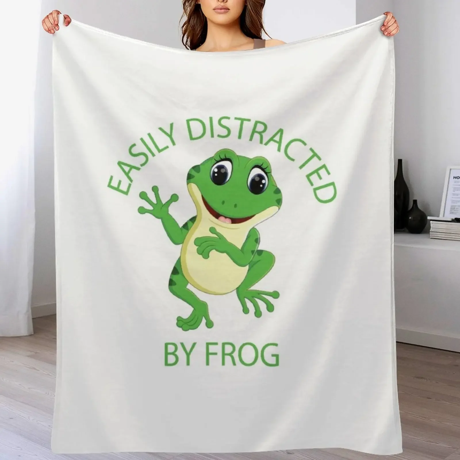 Easily Distracted By Frog Throw Blanket Long Lasting Soft Plush Blanket for Daily Use