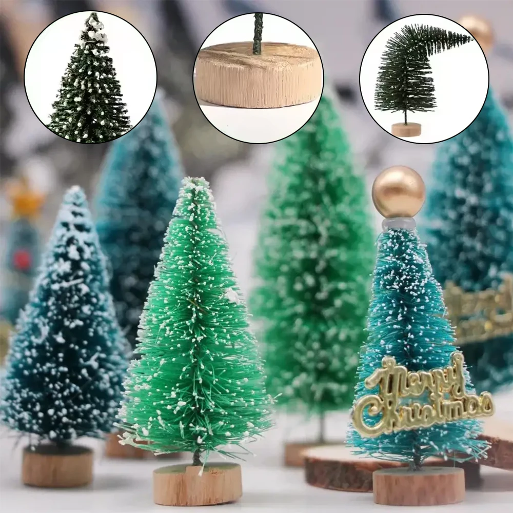 

DIY Artificial Mini Wooden Christmas Trees Sisal Silk Cedar Tower Pine Small Christmas Trees Tabletop Ornament Árvore De Natal
